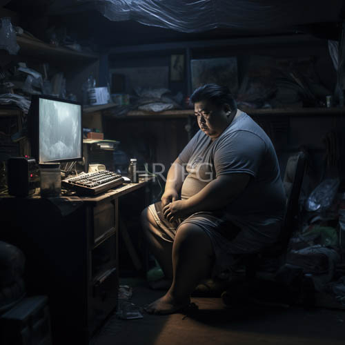 basement workshop computer coding scene
