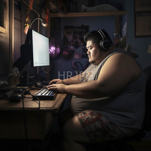purple neon glow on wooden gamer desk