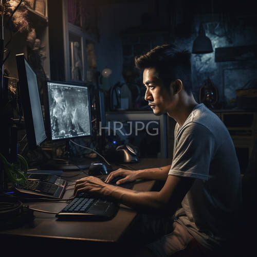 dual monitor image editing and home office setup
