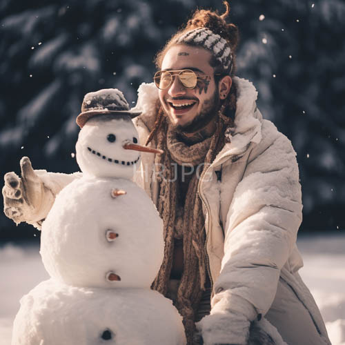 High Resolution: Winter Bun and Snowman Forest Portrait download. | HRJPG.com