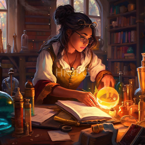 traditional yellow dress clothes alchemist writing by light