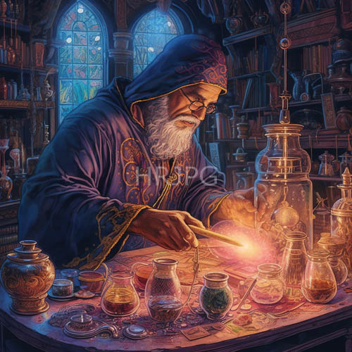 High Resolution: Ornate Blue Robes Drape White Haired Wizard Today download. | HRJPG.com