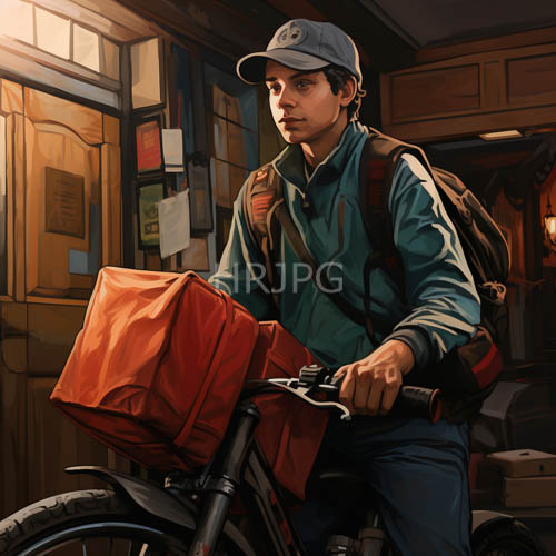 High Resolution: Warehouse Worker Manages Bicycles Amidst Stored Cardboard Boxes download. | HRJPG.com
