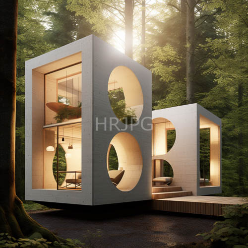 High Resolution: Massive Circular Cutouts Serve As Cube House Windows download. | HRJPG.com
