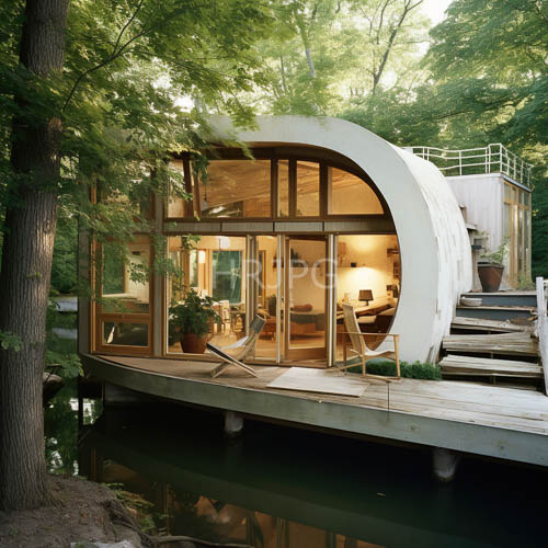 High Resolution: Treehouse Pods Feature Curved White Exterior Modern Finishes download. | HRJPG.com