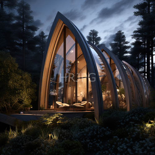 elegant glass and wood a frame retreats glow tonight