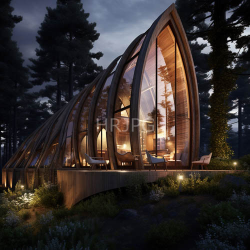 High Resolution: Triangular Wooden Architecture Defines Elegant Modern Forest Retreat download. | HRJPG.com