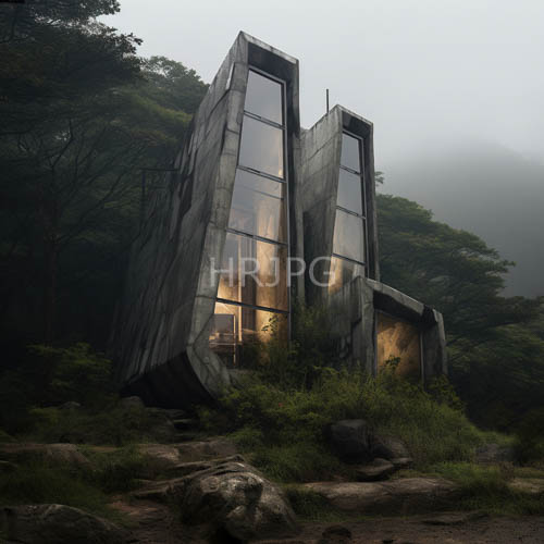 misty hillsides host angular concrete forest residence designs