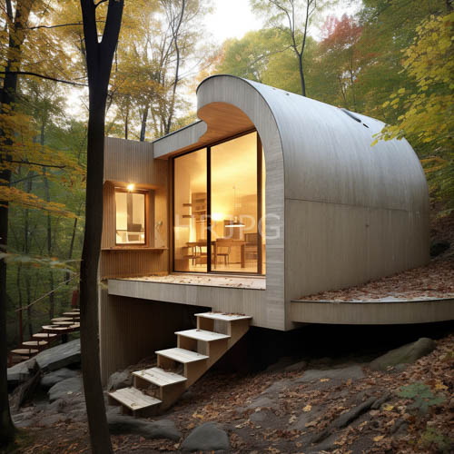 curved wooden cabins nestle among autumn leaves daily