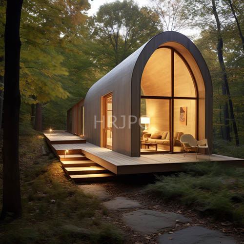 modern tiny houses arched in design nestle lushly