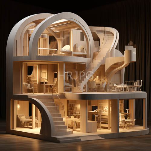 detailed architectural models reveal two story wooden homes