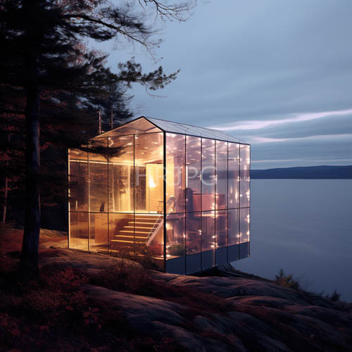 glass walled cabins sit on rocky terrain tonight