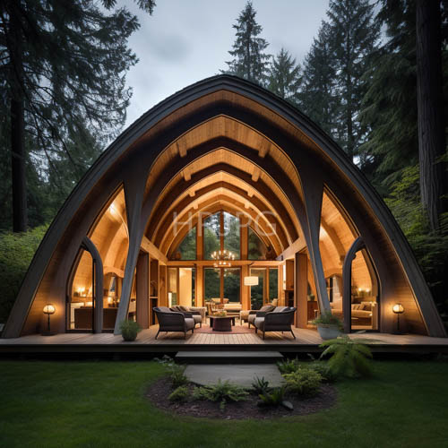 elegant triangular wooden retreats sit in forest clearings