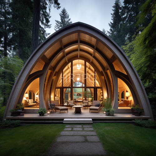 elegant modern yurt style houses sit in forests