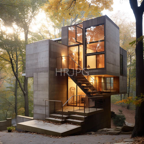 multi level concrete structures provide warm forest shelter
