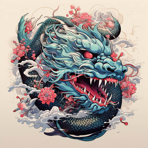 roaring blue green dragons reveal fierce red eyes