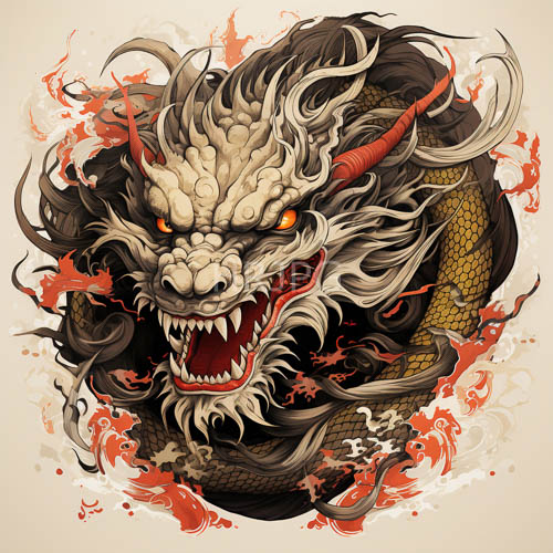 High Resolution: Red orange flames surround intimidating mythical dragon beasts download. | HRJPG.com
