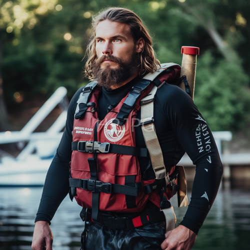 black wetsuited figures carry oars near forest edges