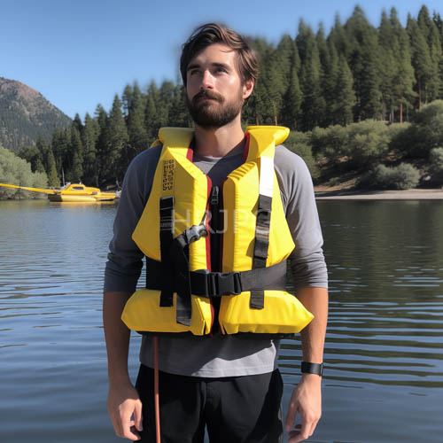 bearded men stand chest deep in calm lakes