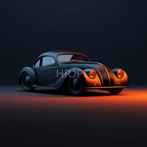 elegant matte black vintage cars emerge from darkness