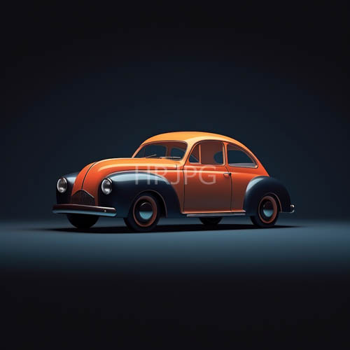 High Resolution: Orange Black Vintage Cars Sit Against Gradient Backgrounds download. | HRJPG.com