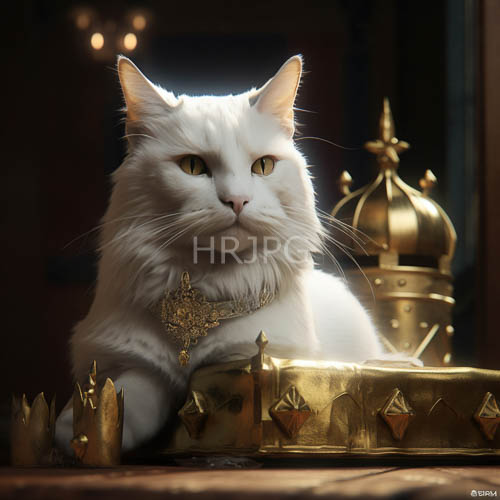 elegant white long haired cats wear gold jewelry