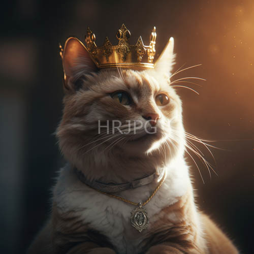 High Resolution: Orange Tabby Cats Wear Gold Crowns Blue Eyes download. | HRJPG.com