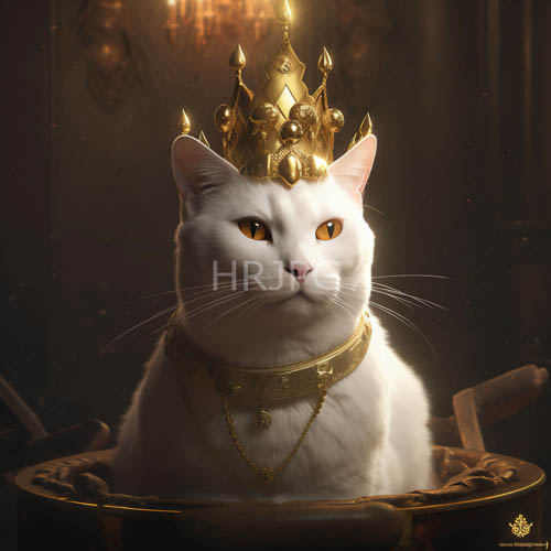 white felines with golden eyes display gold jewelry