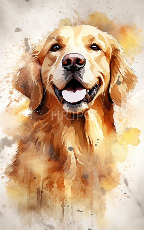 joyful golden retrievers gaze from textured beige illustration