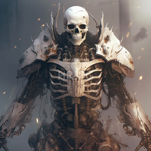 eerie skeletal warriors display rusted armor and sparks