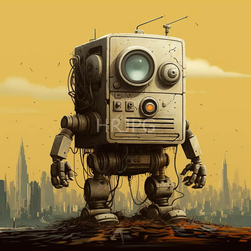boxy machines roam across cracked arid desert ground