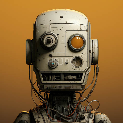 High Resolution: Faded Robot Heads Feature Intricate Mechanical Facial Details download. | HRJPG.com