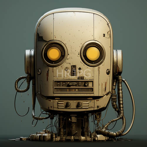 cylindrical robot heads display intricate metallic texture details