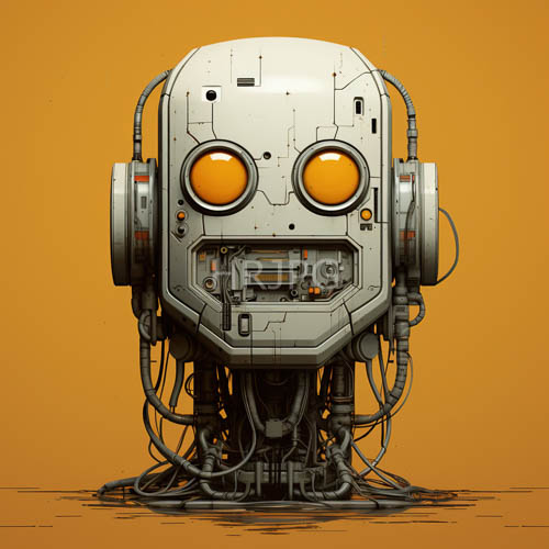 High Resolution: Gray Anthropomorphic Robotic Heads Feature Dense Internal Wiring download. | HRJPG.com