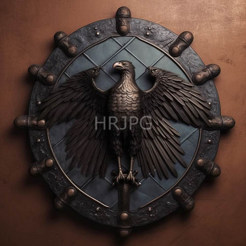 bronze eagles mount circular plates with crosshatch patterns