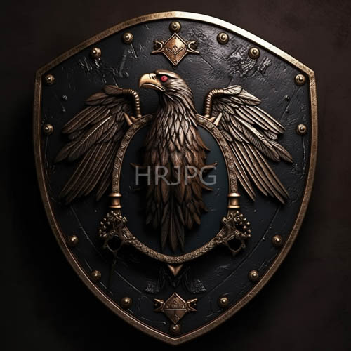 ornate shields feature realistic eagles with piercing eyes
