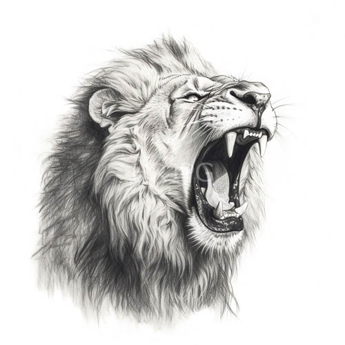 highly detailed roaring lion heads appear in sketches
