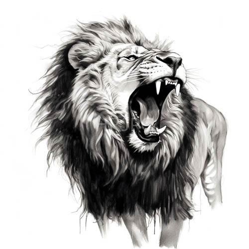 High Resolution: Aggressive Male Lions Snarl With Mouths Wide Open download. | HRJPG.com