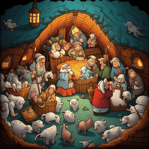 cozy village gatherings occur within rustic wooden huts