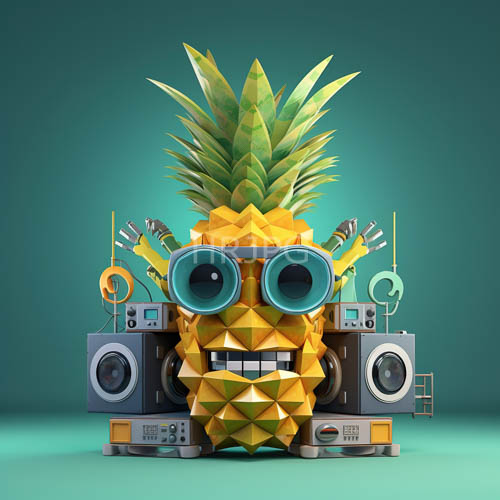 High Resolution: Geometric Patterned Pineapples Pose With Large Blue Eyes download. | HRJPG.com