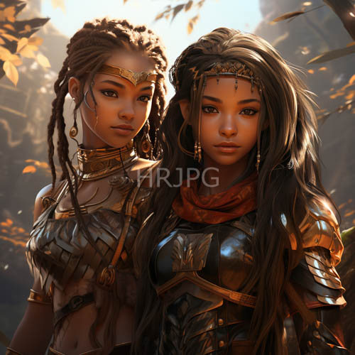 gold accented fantasy warriors inhabit autumn forest clearings