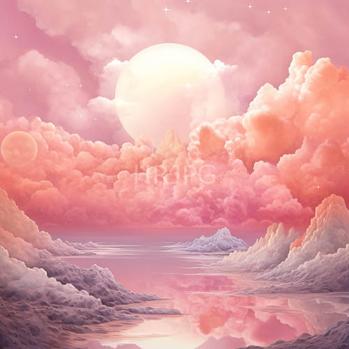 pastel pink mountain peaks frame reflective waterway scenes