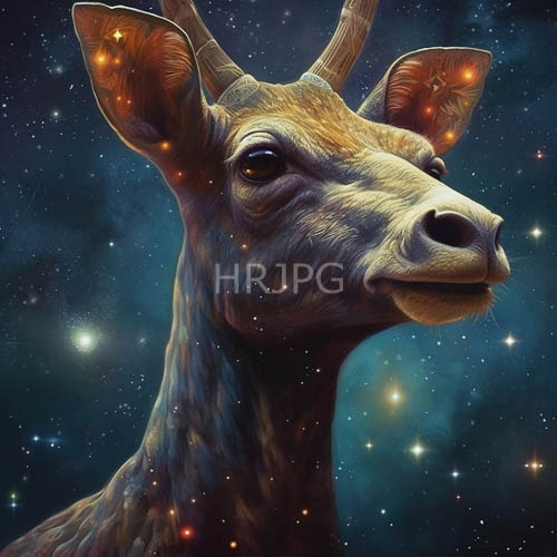 realistic deer appear beneath starry night sky elements