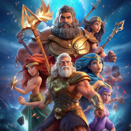 High Resolution: Fantasy Characters Strike Dynamic Poses Against Blue Skies download. | HRJPG.com