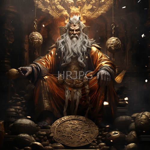 bearded wizards sit upon ornate stone throne structures