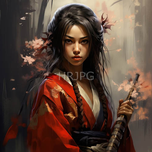 traditional japanese warriors wear red kimonos with gold