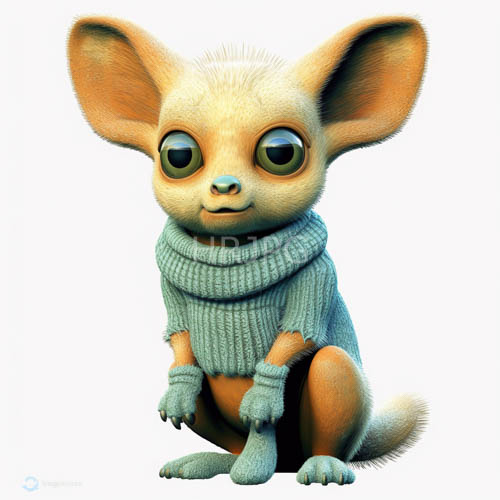 teal sweaters adorn large eared fennec fox characters