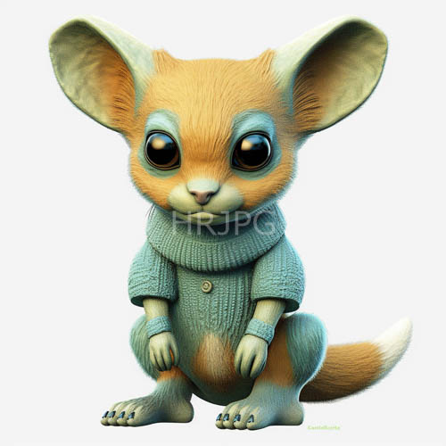 cute fennec foxes wear teal knitted sweater designs
