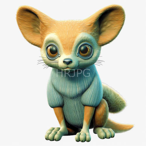 cartoon style fennec foxes sit against white backgrounds