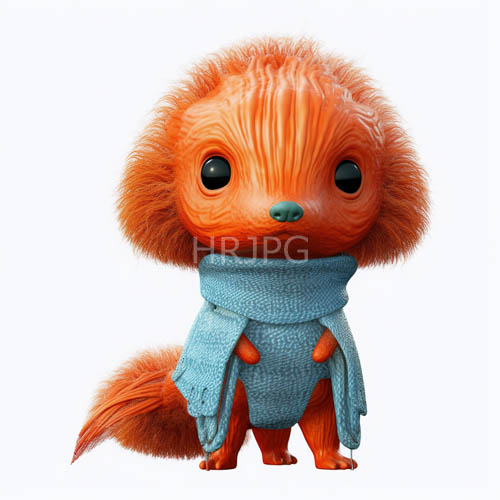 High Resolution: Fluffy Orange Creatures Stand Upright Against White Backgrounds download. | HRJPG.com